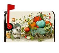 Coperture magnetiche per cassette postali a forma di riccio, con zucche autunnali fantasiose e carri autunnali, copertura arancione per le vacanze per la casa e il giardino, 45,7 x 53,3 cm