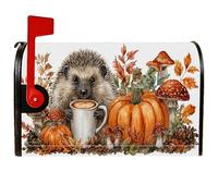 Coperture magnetiche per cassette postali a forma di riccio, copertura per cassetta postale autunnale rustica con zucca e fungo arancione per le vacanze, per esterni, giardino, cortile, decorazione