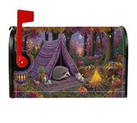 Coperture magnetiche per cassette postali a forma di riccio, coperture per cassette postali autunnali rustiche per tenda autunnale viola per esterni per decorazione cortile anteriore 45,7 x 53,3 cm