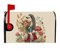 Coperture magnetiche per cassette postali a forma di riccio, fantasiose decorazioni rustiche per cassette postali con fiori e funghi rossi autunnali, decorazione per giardino e cortile, 53 x 64 cm