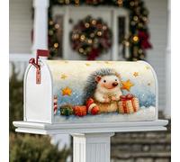 Coperture magnetiche per cassette postali a forma di riccio, regali natalizi fantasiosi con stelle rosse, coperture per cassette postali per esterni, per giardino, cortile, 53 x 64 cm