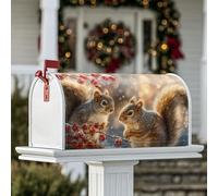 Coperture magnetiche per cassette postali a forma di scoiattolo, copertura per cassetta postale invernale rustica invernale con bacche invernali e neve, per decorare la casa e il giardino, 53 x 64 cm