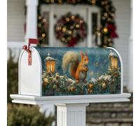 Coperture magnetiche per cassette postali a forma di scoiattolo, lanterna invernale festiva, pigne blu invernale, protezione per la decorazione del portico anteriore, 45,7 x 53,7 cm