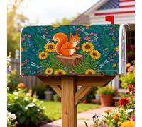 Coperture magnetiche per cassette postali a forma di scoiattolo, protezione per cassetta postale autunnale fantasiosa girasole felce verde per la decorazione del cortile 53 x 64 cm