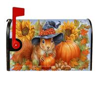 Coperture magnetiche per cassette postali a forma di scoiattolo, protezione per cassetta postale per Halloween, autunno, girasoli, zucca, arancione, decorazione per esterni, 45,7 x 53,3 cm