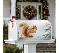 Coperture magnetiche per cassette postali a forma di scoiattolo, rustiche invernali, rami di pino innevato, colore marrone, per decorazione da giardino e esterni, 45,7 x 53,7 cm