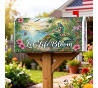 Coperture magnetiche per cassette postali a forma di sirena, con farfalle tropicali, fiori estivi, protezione per la decorazione da giardino all'aperto, 53 x 64 cm