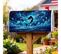 Coperture magnetiche per cassette postali a forma di sirena, fantasiose meduse onde estive blu, per decorazione da giardino e cortile, 45 x 53 cm