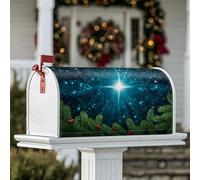 Coperture magnetiche per cassette postali a forma di stella, copertura per cassetta postale natalizia con bacche di pino e bacche di pino, decorazione per esterni, 45 x 53 cm