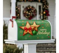 Coperture magnetiche per cassette postali a forma di stella, decorazione natalizia con fiocco verde per la decorazione del prato, 45 x 53 cm
