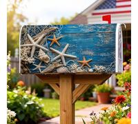 Coperture magnetiche per cassette postali a forma di stella marina, conchiglia rustica costiera corallo estate blu protezione per cassette postali per decorazioni esterne 53 x 64 cm