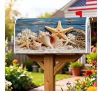 Coperture magnetiche per cassette postali a forma di stella marina, conchiglie costiere e spiaggia, corallo blu estate, protezione per cassetta postale per giardino, patio, decorazione, 45,7 x 53,3 cm
