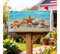 Coperture magnetiche per cassette postali a forma di stella marina, conchiglie estive costiere ciottoli estate blu stagionale copertura per decorazione cortile anteriore 53 x 64 cm