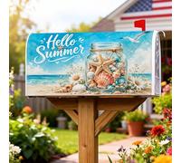 Coperture magnetiche per cassette postali a forma di stella marina, conchiglie estive da spiaggia e fiori, copertura per cassetta postale per giardino, patio, decorazione per giardino, patio, 53 x 64