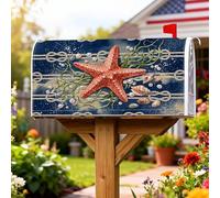 Coperture magnetiche per cassette postali a forma di stella marina, conchiglie marine estive blu stagionale copertura per cassetta postale per esterni decorazione da cortile 45,7 x 53,7 cm