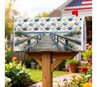 Coperture magnetiche per cassette postali a forma di stella marina, conchiglie nautiche costiere, spiaggia, estate, blu, decorazione per giardino, cortile, 45,7 x 53,3 cm