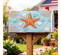 Coperture magnetiche per cassette postali a forma di stella marina, copertura per cassetta postale blu mare mare corallo conchiglia estate blu copertura per esterni giardino cortile decorazione 45,7 x