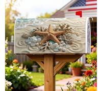 Coperture magnetiche per cassette postali a forma di stella marina, copertura per cassetta postale stagionale con ciottoli di corallo costiero spiaggia estate beige stagionale per decorazione giardino