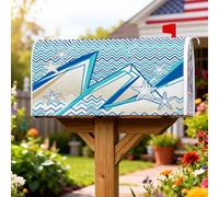 Coperture magnetiche per cassette postali a forma di stella marina, onde estive a zigzag, protezione per cassetta postale blu estiva, decorazione per cortile, 53 x 64 cm