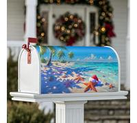 Coperture magnetiche per cassette postali a forma di stella marina, palme tropicali, conchiglie, Natale, blu, decorazione per giardino, cortile, 45,7 x 53,3 cm