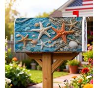 Coperture magnetiche per cassette postali a forma di stella marina, rete da pesca con conchiglie costiere nautiche estive blu per decorazione porta d'ingresso, 53 x 64 cm