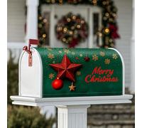 Coperture magnetiche per cassette postali a forma di stella, ornamento natalizio natalizio con fiocco di neve verde pelle per decorazione da giardino esterno 45,7 x 53,3 cm