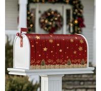 Coperture magnetiche per cassette postali a forma di stelle, decorazioni natalizie rosse per cassetta postale con fiocchi di neve e alberi, decorazione per prato, 53 x 64 cm