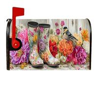 Coperture magnetiche per cassette postali a forma di stivali, rustiche con fiori vivaci, uccelli, primavera, pesca, protezione per la decorazione del cortile, 53 x 64 cm