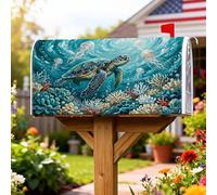Coperture magnetiche per cassette postali a forma di tartaruga, decorazione per cassetta postale con meduse marine fantasiose coralli estivi blu per la decorazione del cortile 53 x 64 cm