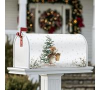 Coperture magnetiche per cassette postali a forma di topo, albero di pino rustico invernale con fiocchi di neve, pelle bianca invernale per la decorazione del portico anteriore, 45,7 x 53,7 cm