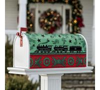 Coperture magnetiche per cassette postali a forma di treno, con stelle natalizie e agrifoglio, colore verde, decorazione per prato, 45,7 x 53,3 cm