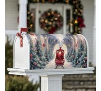 Coperture magnetiche per cassette postali a forma di treno, decorazioni natalizie natalizie per alberi sempreverdi, colore rosso, per decorazione della porta d'ingresso, 53 x 64 cm