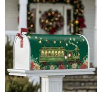 Coperture magnetiche per cassette postali a forma di treno, gnomo natalizio con stella di Natale, coperture verdi per cassetta delle lettere per esterni, decorazione da cortile, 45,7 x 53,7 cm