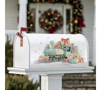 Coperture magnetiche per cassette postali a forma di treno, regali di Natale, fiocchi di neve, coperture verdi per cassetta delle lettere per esterni, decorazione per porta d'ingresso, 53 x 65,5 cm
