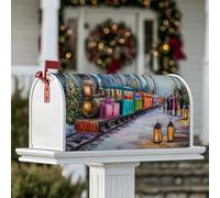 Coperture magnetiche per cassette postali a forma di treno, regali vintage festivi per albero di Natale, coperture verdi per cassetta delle lettere per esterni, decorazione da cortile 53 x 64 cm