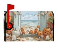 Coperture magnetiche per cassette postali a forma di zucca, conchiglie costiere di Halloween, stelle marine, autunno arancione, copertura stagionale per cassetta postale per esterni, decorazione da