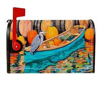 Coperture magnetiche per cassette postali a forma di zucca, copertura per cassetta postale autunnale rustica autunnale con barca di airone arancione per le vacanze, decorazione da giardino e cortile