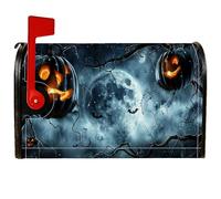 Coperture magnetiche per cassette postali a forma di zucca, decorazioni per cassetta delle lettere di Halloween, luna, strega, Halloween, colore nero, decorazione per giardino, 45,7 x 53,3 cm