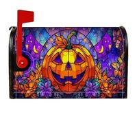 Coperture magnetiche per cassette postali a forma di zucca, decorazioni per cassetta delle lettere di Halloween, fiori e stelle, decorazione arancione per la casa e il giardino, 45,7 x 53,7 cm
