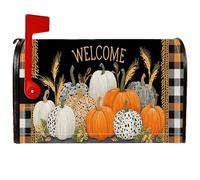 Coperture magnetiche per cassette postali a forma di zucca, decorazioni per cassetta delle lettere di Halloween, autunnali, autunnali, motivo a quadri di grano, decorazione per porta d'ingresso, 53 x