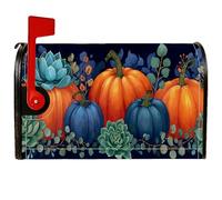 Coperture magnetiche per cassette postali a forma di zucca, decorazioni per cassette postali autunnali rustiche con piante grasse e fiori arancioni, decorazione per esterni, giardino, cortile, 45,7 x