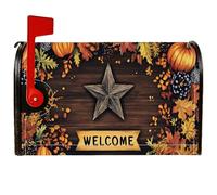 Coperture magnetiche per cassette postali a forma di zucca, rustiche con foglie di stelle, autunnali, arancioni, per esterni, decorazione da giardino, 45 x 53 cm