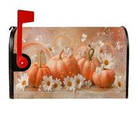 Coperture magnetiche per cassette postali a forma di zucca, rustiche, fiori di crisantemo autunnali, colore arancione, per decorazione da giardino all'aperto, 45,7 x 53,7 cm