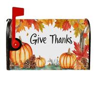 Coperture magnetiche per cassette postali a forma di zucca, rustiche foglie di fattoria con pigne del Ringraziamento arancioni per decorazioni per la casa e il giardino, 53 x 64 cm