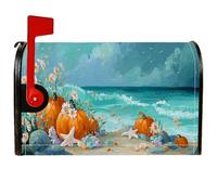 Coperture magnetiche per cassette postali a forma di zucca, stile rustico costiero con stelle marine, fiori autunnali arancioni, per decorazioni da giardino e esterni, 45,7 x 53,7 cm