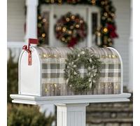 Coperture magnetiche per cassette postali a ghirlanda, motivo natalizio rustico scozzese con stelle, copertura verde per cassetta della posta per esterni, 53 x 64 cm