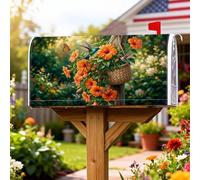 Coperture magnetiche per cassette postali a ibisco, copertura estiva per cassetta postale arancione con farfalle vibranti e colibrì, per decorazione esterna da cortile, 45,7 x 53,7 cm
