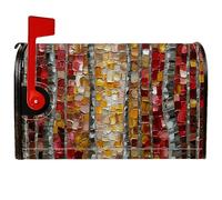 Coperture magnetiche per cassette postali a righe, moderne rustiche rosse, gialle autunnali, copertura per cassetta postale per giardino, patio, decorazione 45,7 x 53,3 cm