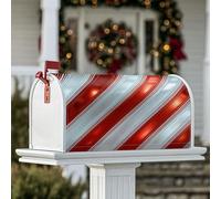 Coperture magnetiche per cassette postali a righe, per decorazioni da esterni, 45,7 x 53,7 cm, colore: rosso e argento