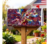 Coperture magnetiche per cassette postali a spirale, copertura per cassetta postale rossa estiva con accenti dorati vivaci astratti e vivaci per la decorazione del cortile 53 x 64 cm